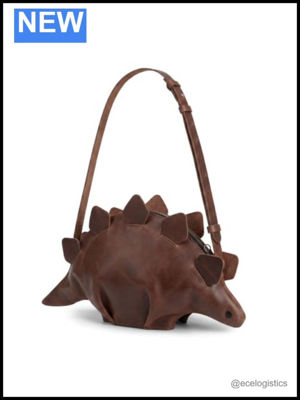 Dinosaur-Shaped Stegosaurus Bag Full Grain Leather Handmade Crossbody Shoulder